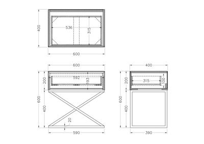 Тумбочка Garda Decor KFG090 Тумба с матовой зерк.отделкой каркас металл.  60*40*60см арт. KFG090