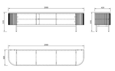 Мебель Garda Decor 77IP-TV2072 Тумба под телевизор Скала (Scala) 200*42*52см арт. 77IP-TV2072