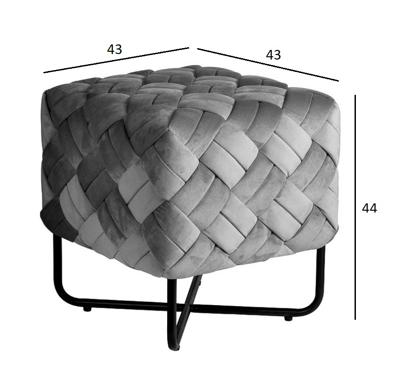 Мебель Garda Decor N-OT-100 MNT BL Банкетка плетеная велюр мятный 43*43*44см арт. N-OT-100 MNT BL