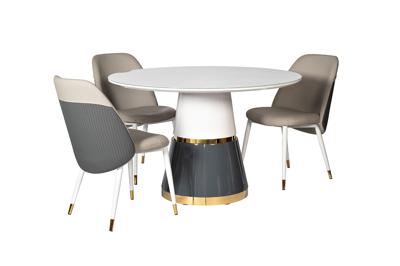 Стул Garda Decor 30C-DX-2100 Стул экокожа бежевая/серая 63*51*84см, белые ножки арт. 30C-DX-2100