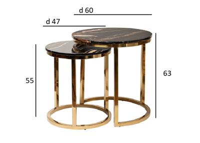 Стол журнальный Garda Decor 57EL-ET101B-BL Стол журнальный(набор из 2 шт) d60*63/d47*55см арт. 57EL-ET101B-BL