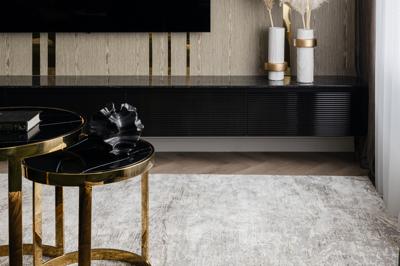 Стол журнальный Garda Decor 47ED-ET081S-GOLD Столы (наб 2шт) стекло чер.мрам/зол d60*60/d46*50 арт. 47ED-ET081S-GOLD