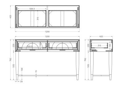 Мебель Garda Decor KFG122 Консоль 2 ящика зеркало двухцветное 120*42*75см арт. KFG122