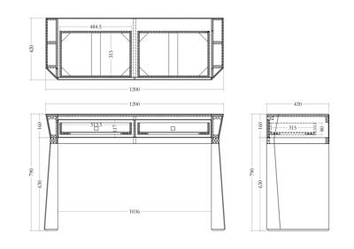 Мебель Garda Decor KFG125 Консоль 2 ящика с золотистой отделкой 120*42*79см арт. KFG125