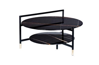 Стол журнальный Garda Decor 30B-872 BL Стол журнальный d80*45 с полкой, черный арт. 30B-872 BL