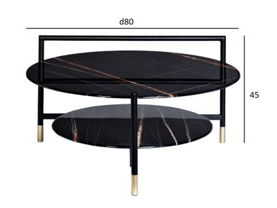 Стол журнальный Garda Decor 30B-872 BL Стол журнальный d80*45 с полкой, черный арт. 30B-872 BL
