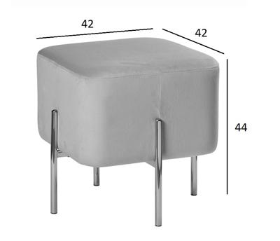 Мебель Garda Decor 76AR-732BAN-SVSER Банкетка велюр светло-серый/хром 42*42*44см арт. 76AR-732BAN-SVSER