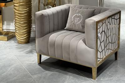 Мебель Garda Decor 102AN-KRES-8681-SER Кресло Базель (Basel), велюр серый 98*87*79см арт. 102AN-KRES-8681-SER