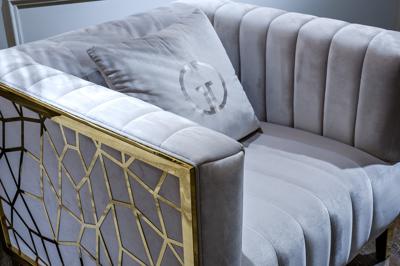Мебель Garda Decor 102AN-KRES-8681-SER Кресло Базель (Basel), велюр серый 98*87*79см арт. 102AN-KRES-8681-SER