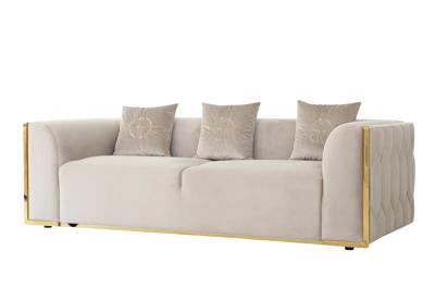 Диван Garda Decor 102AN-DIV-9173-BEG Диван Берн (Bern) трехместный, велюр бежевый 233*96*69см арт. 102AN-DIV-9173-BEG