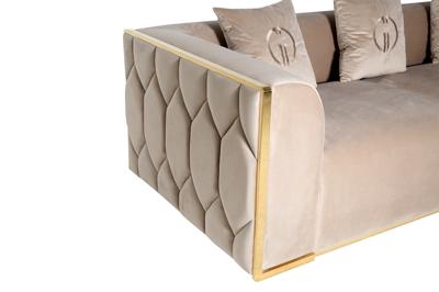 Диван Garda Decor 102AN-DIV-9173-BEG Диван Берн (Bern) трехместный, велюр бежевый 233*96*69см арт. 102AN-DIV-9173-BEG