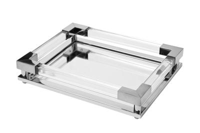 Ваза Garda Decor 2K389132 Поднос декоративный зеркальное основание, цвет серебро 32*25*5см арт. 2K389132