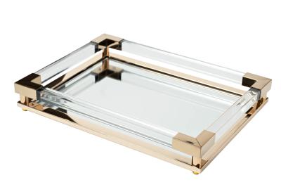 Ваза Garda Decor 2K389137-G Поднос декоративный зеркальное основание, цвет золото 40*30*5см арт. 2K389137-G