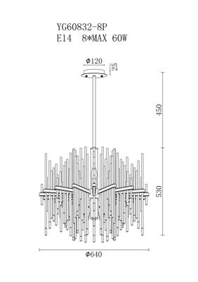 Потолочный светильник Garda Decor 92EL-YG60832-8P Люстра латунь d.64см арт. 92EL-YG60832-8P