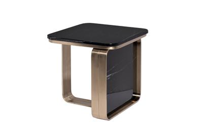 Стол журнальный Garda Decor 76AR-3183-STOL/ZH Стол журнальный иск. камень черный / золото 50*50*50см арт. 76AR-3183-STOL/ZH