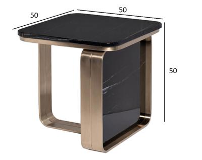 Стол журнальный Garda Decor 76AR-3183-STOL/ZH Стол журнальный иск. камень черный / золото 50*50*50см арт. 76AR-3183-STOL/ZH