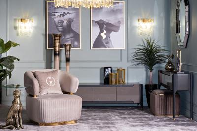 Мебель Garda Decor 102AN-KRES-1301-SER Кресло Гларус (Glarus), велюр серый 90*88*86см арт. 102AN-KRES-1301-SER