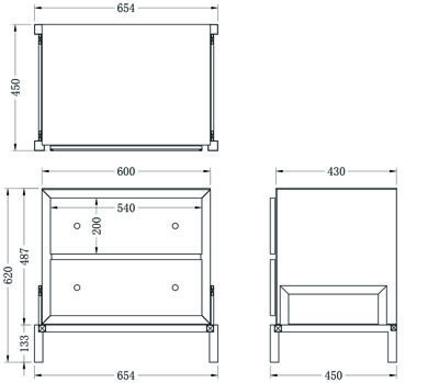 Тумбочка Garda Decor KFG170 Тумба зеркальная 2 ящика 65*45*62см арт. KFG170