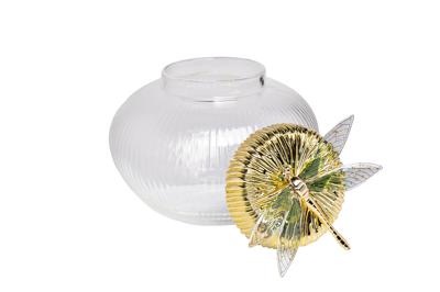 Ваза Garda Decor 55RD6259S Ваза стеклянная с крышкой со стрекозой d15*14см арт. 55RD6259S