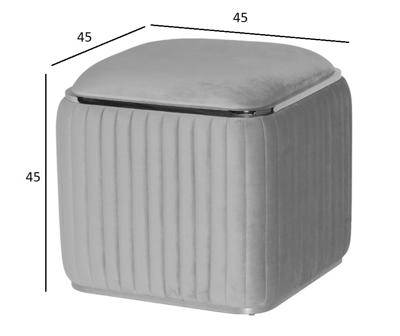 Мебель Garda Decor 102AN-PUF-1300-SER Пуф Гларус (Glarus), велюр серый 45*45*45 см арт. 102AN-PUF-1300-SER