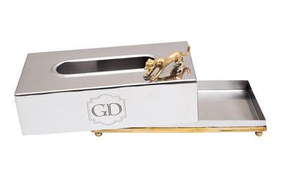 Подарок Garda Decor 95IM-16537SS Салфетница "Леопард" цвет хром 24*13*11см арт. 95IM-16537SS
