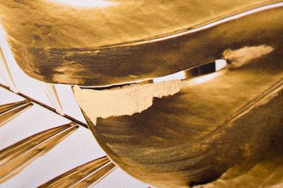 Подарок Garda Decor 89VOR-MONSTERA GOLDEN-1 Холст "Золотые листья монстеры-1" 100х70 см, багет( латунь),поталь арт. 89VOR-MONSTERA GOLDEN-1