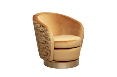 Кресло Garda Decor Кресло Наполи(Napoli) вращающееся, вельвет принт Velv-ORANG+Latt-ORANG 76*76*76см арт. Napoli-Velv-ORANG+ Lattice ORANG