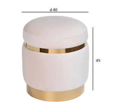 Мебель Garda Decor 102AN-PUF-1913-KRE Пуф велюр кремовый d40*45см арт. 102AN-PUF-1913-KRE