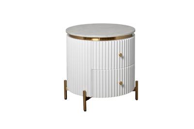 Мебель Garda Decor 77IP-GD009-TUMB/1 Тумбочка 2 ящика с мраморной столешницей d51*55см арт. 77IP-GD009-TUMB/1