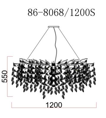 Потолочный светильник Garda Decor 86-8068/1200S Люстра d.120*45 см, металл цвет хром арт. 86-8068/1200S