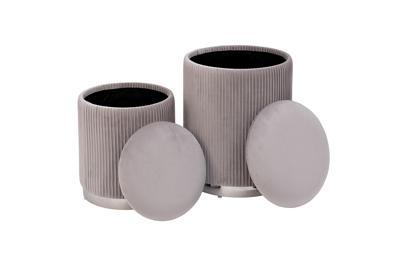 Мебель Garda Decor GY-08220 Банкетка велюр серый/хром (2 в 1) d35,5*49см/d30,5*39см арт. GY-08220