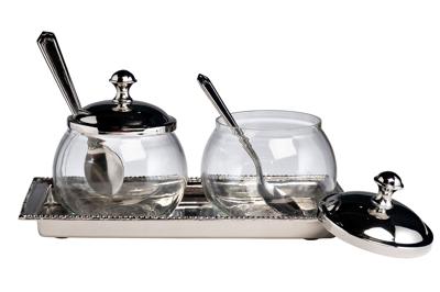 Подарок Garda Decor 95IM-15250 Емкость д/хранения стекло/нерж.сталь (набор 2 шт на подставке) арт. 95IM-15250