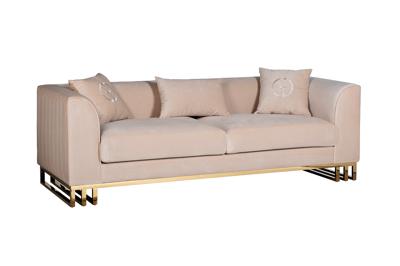Диван Garda Decor 102AN-20493 Диван Люцерн (Lucerne) трехместный велюр бежевый 230*86*75см арт. 102AN-20493