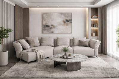 Мебель Garda Decor 57EL-79701 Стол журнальный натур.серый мрамор d 95*35см арт. 57EL-79701
