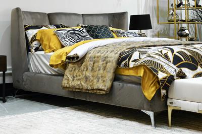 Кровать Garda Decor Кровать Сиена(Siena) без мех.велюр серый Colt017 199*222*116см арт. Siena2К-160-Colt017