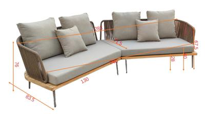 Мебель Garda Decor 129KN-03042 Диван угловой "БЭЙЛИ (BAYLEY)" уличный серый 280*84*75см арт. 129KN-03042