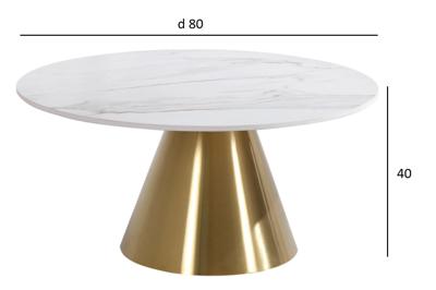 Столик Garda Decor 76AR-00910 Стол журнальный керамогранит белый d80*40см арт. 76AR-00910