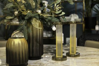 Ваза Garda Decor 71PN-52240 Ваза декоративная стекл. золотая 14,6*14,6*32см арт. 71PN-52240