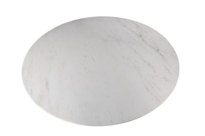 Мебель Garda Decor 160KD-60090 Стол обеденный, мрамор Волакас (Volakas), экокожа бежевая d160*75см арт. 160KD-60090