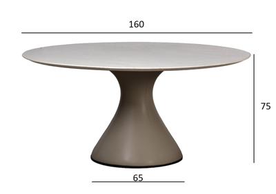 Мебель Garda Decor 160KD-60090 Стол обеденный, мрамор Волакас (Volakas), экокожа бежевая d160*75см арт. 160KD-60090