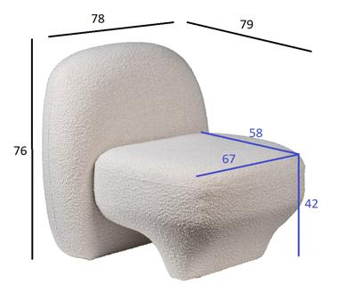 Мебель Garda Decor ZW-23126 Кресло Альбано (Albano) букле белое 78*79*76см арт. ZW-23126