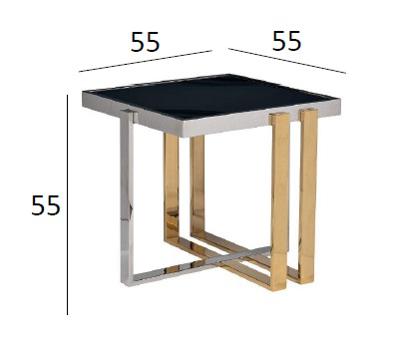 Стол журнальный Garda Decor 47ED-20920 Стол журнальный черн.стекло/хром+золото 55*55*55см арт. 47ED-20920