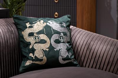 Подарок Garda Decor 70SW-30939 Подушка вышивка "Пара драконов" зеленый 45*45см арт. 70SW-30939