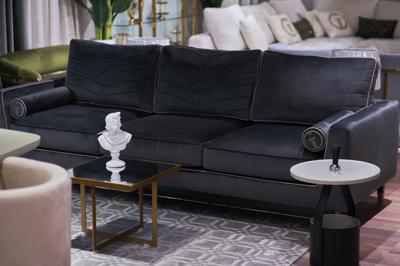 Диван Garda Decor Диван Мадрид Память(Madrid Memory) с кантом трехм. без мех.,велюр серый Colt1003+Colt030 арт. MADRID-Memory-Colt1003+Colt030
