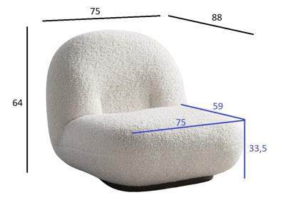 Мебель Garda Decor 87YY-21045 Кресло Альбано (Albano) иск.мех белый 75*88*64см арт. 87YY-21045