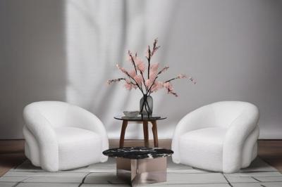 Мебель Garda Decor Кресло Монблан(Monblan) поворотное букле белое Hush000 93*90*70см арт. MONBLAN-K-HUSH000