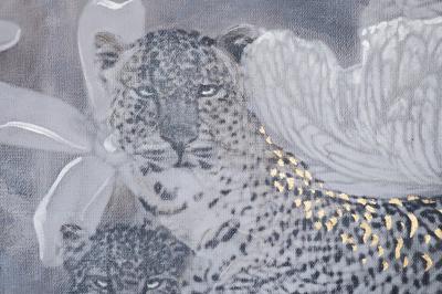 Подарок Garda Decor 89VOR-AFRICA LEOPARD  Холст "Африка леопард" 100*100 см, багет золото, зол.поталь арт. 89VOR-AFRICA LEOPARD