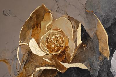Подарок Garda Decor 89VOR-GOLDEN ROSE Холст "Золотая роза" 100х100 см, багет пластик (латунь), золотая поталь арт. 89VOR-GOLDEN ROSE