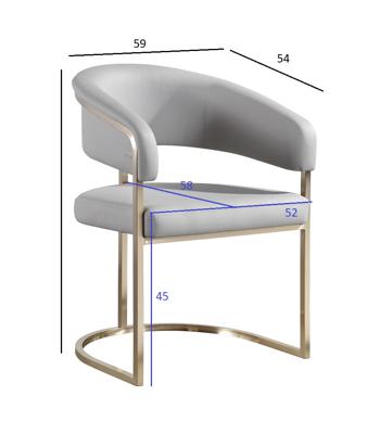Мебель Garda Decor 76AR-65200 Стул экокожа св.серый/матовое золото 59,5*54*79см арт. 76AR-65200