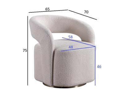 Мебель Garda Decor 76AR-73960 Кресло поворотное Тедди (Teddy) белое 65*70*75см арт. 76AR-73960